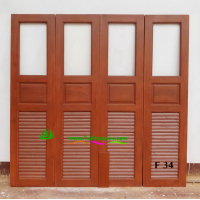 ประตูบานเฟี้ยมไม้สัก รหัส F34